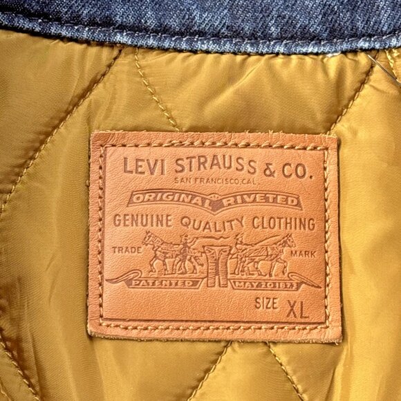 Levi's Women's Reversible Trucker Bubble Big E Dark Denim Jacket Size XL - Picture 4 of 13